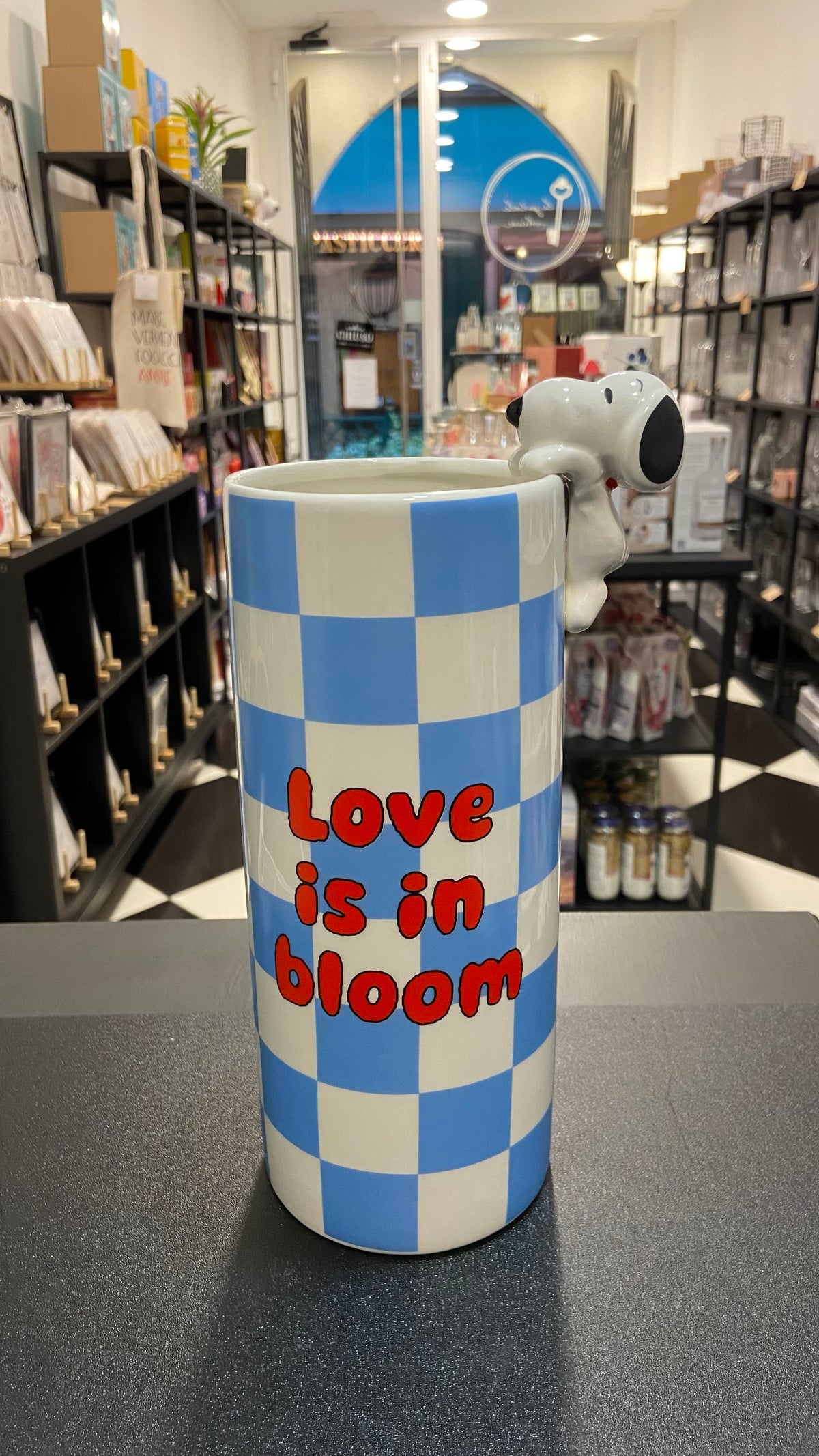 VASO SNOOPY - Love is in bloom - azzurro