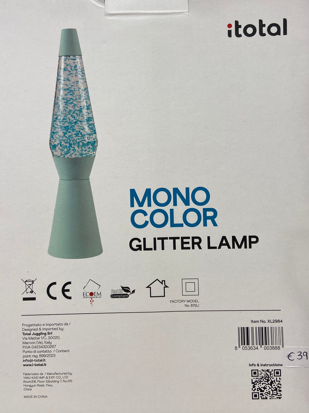 Lampada glitter - Celeste