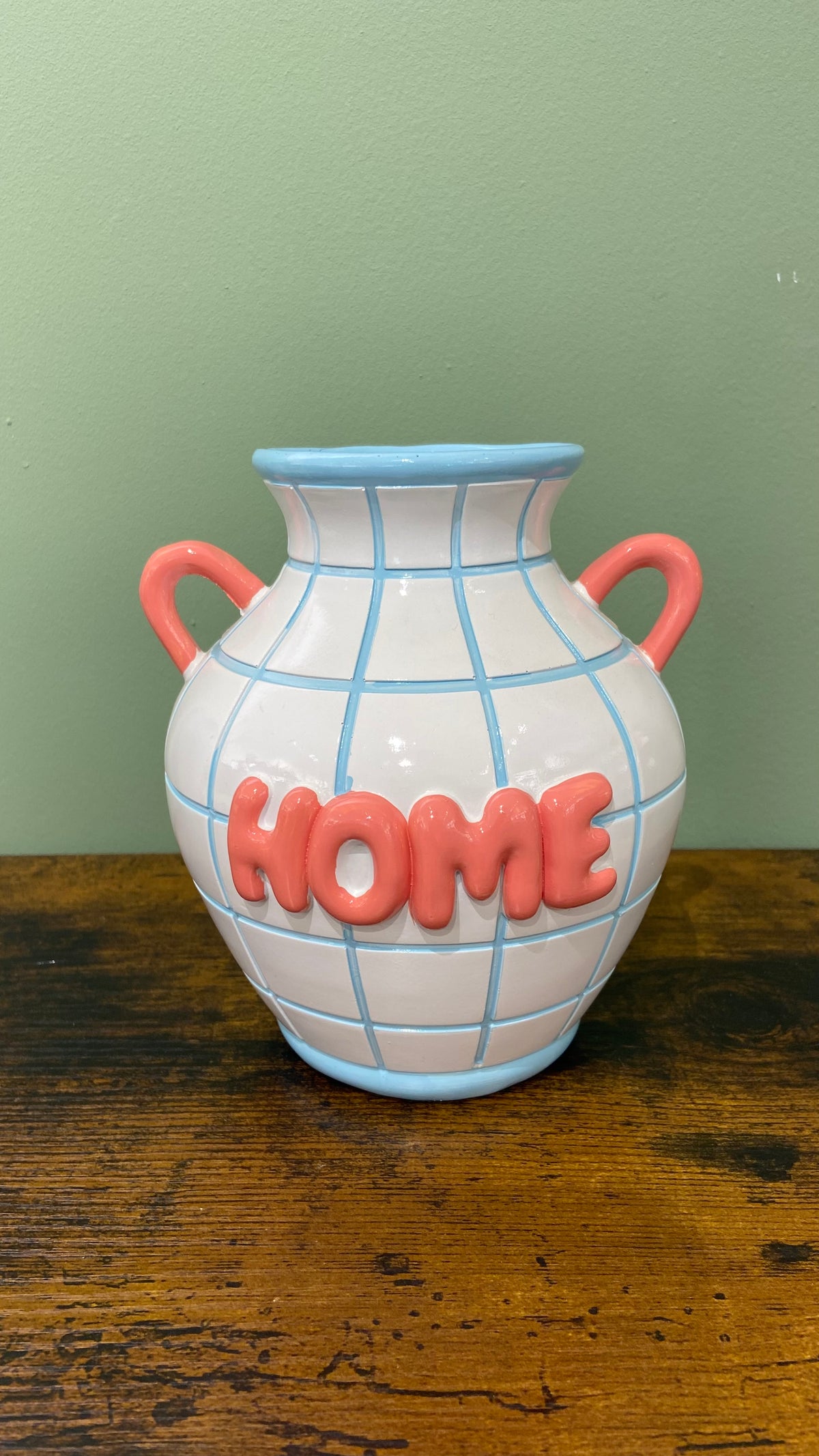 Vaso in resina - “home” - azzurro/corallo
