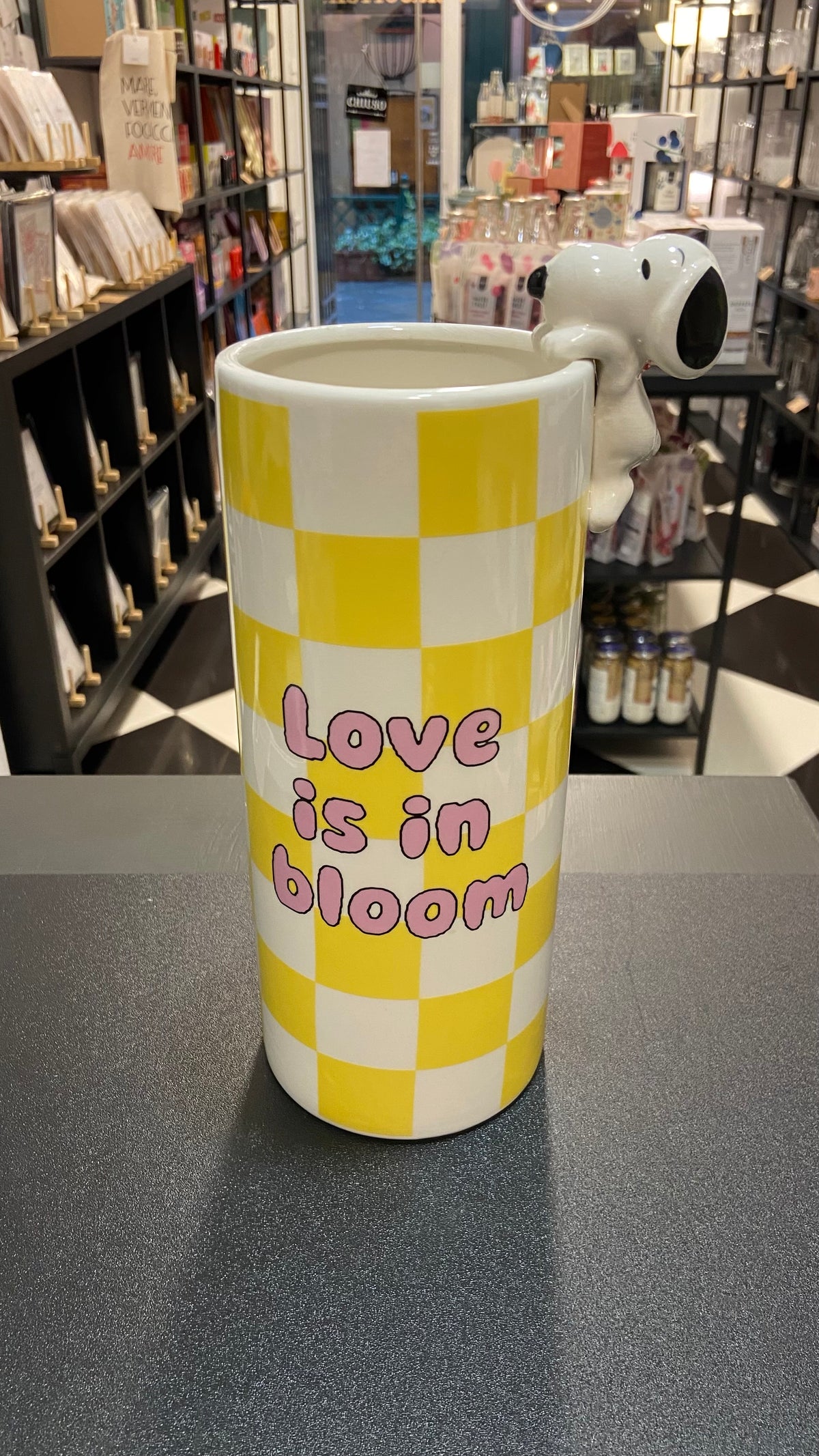VASO SNOOPY - Love is in bloom - giallo