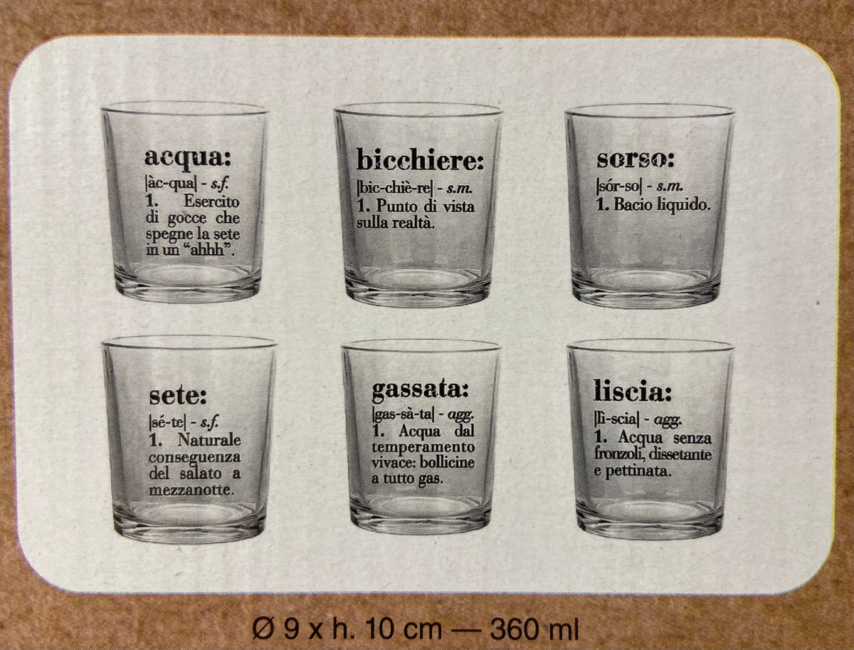 Set sei bicchieri acqua - Scritte