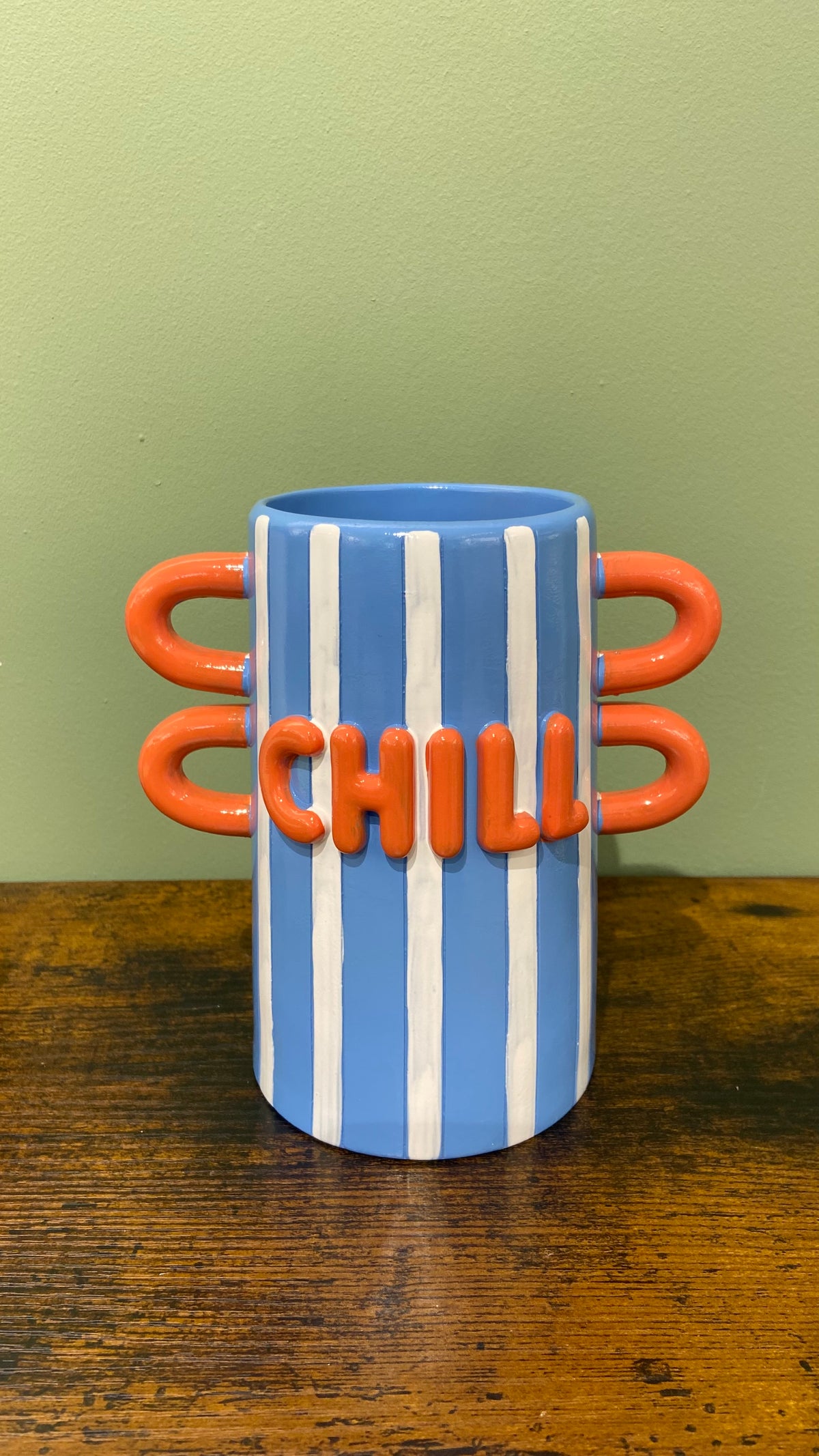 Vaso in resina - “chill” - arancione/azzurro