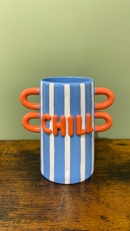 Vaso in resina - “chill” - arancione/azzurro