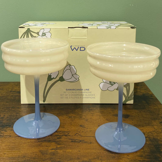 Set due calici champagne - Bianco / Blu