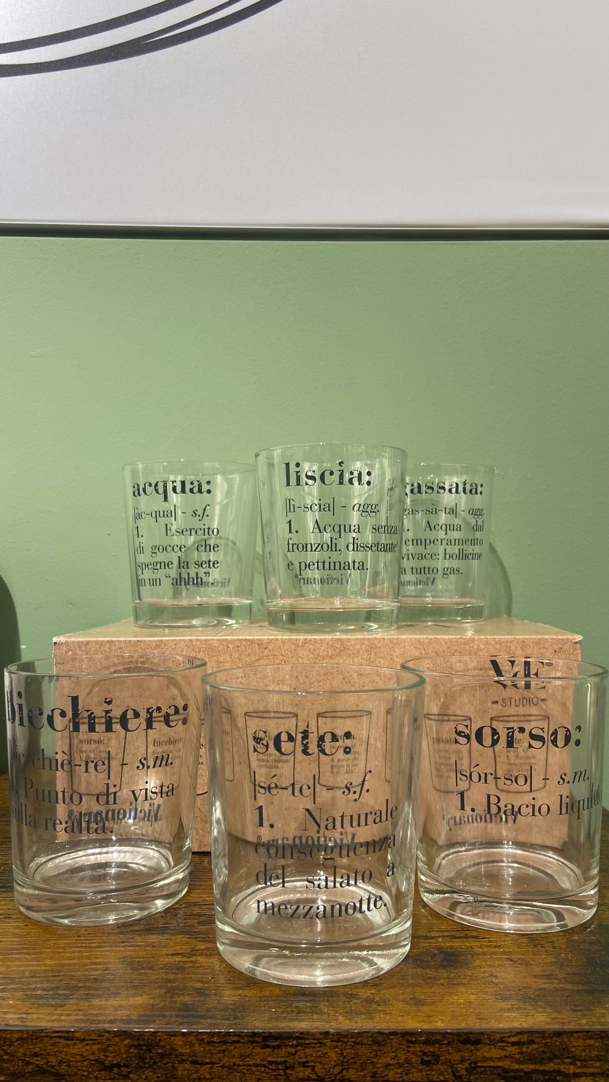 Set sei bicchieri acqua - Scritte