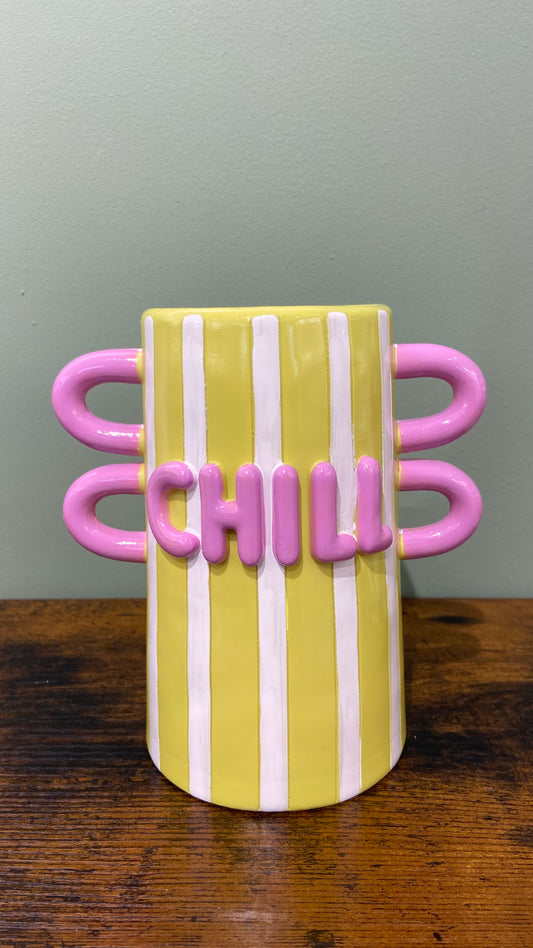 Vaso in resina - “chill” - giallo/rosa