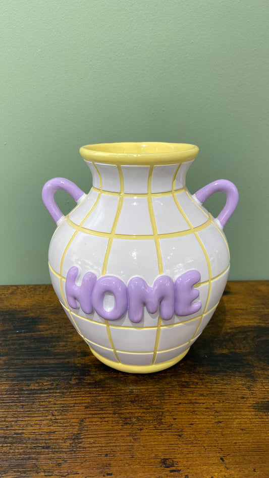 Vaso in resina - “home” - giallo/lavanda